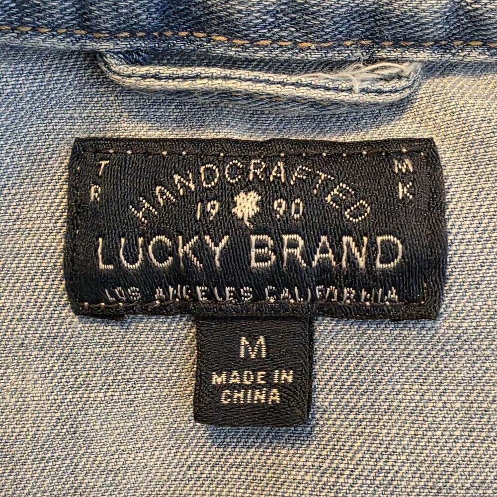 Lucky Brand Embroidered Denim Jacket Boho Festival Western, sz M - Picture 8 of 8